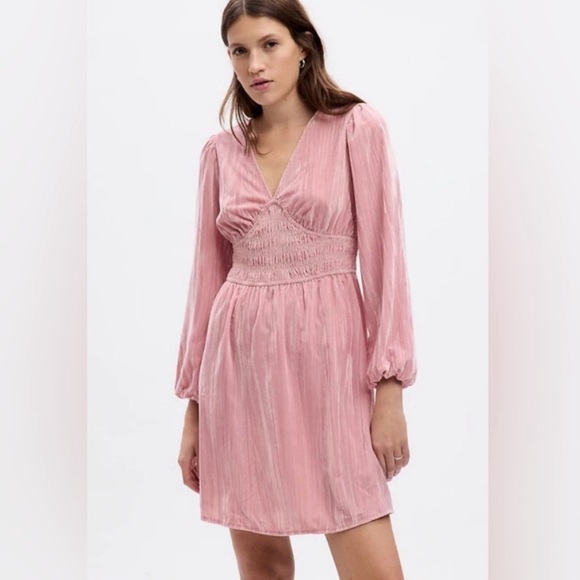 GAP Dresses & Skirts - Gap Velvet Dress Pink Velvet Smocked Women's Mini Dress Size S